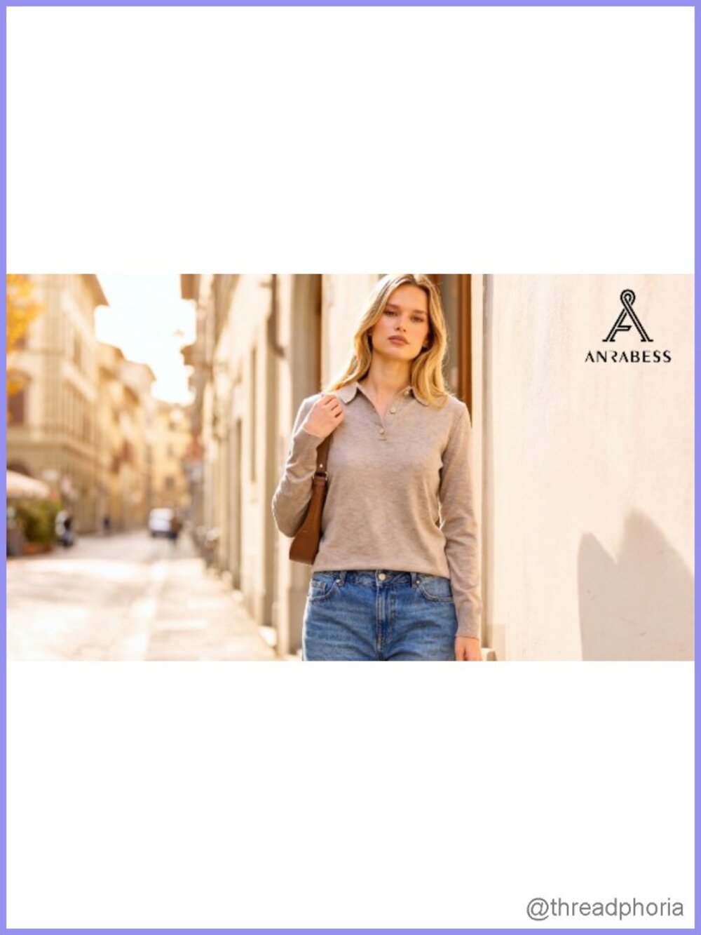 Polo Collared Knit Long Sleeve Pullover Sweater for Women - Picture 6 of 6